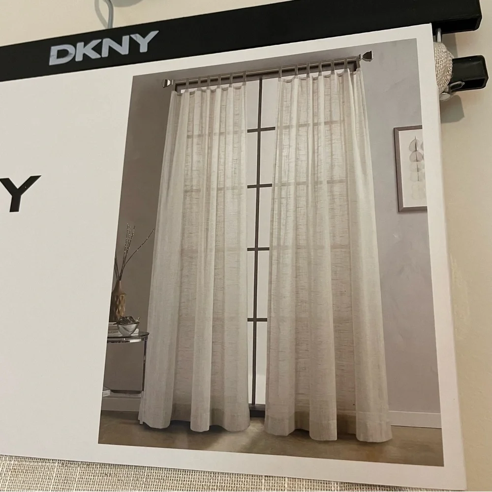 NWT DKNY Classic Linen with Jute Tab Curtains 84 inch length 50 inch width